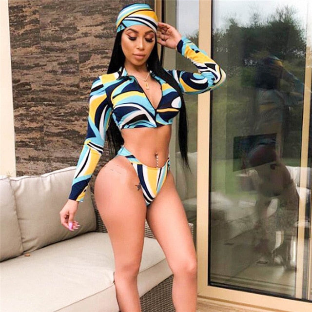 Bikini Push up Padded Zipper Crop Top Swimsuit Bathing Swimsuit Swimming Suit For Women Two Piece Suits