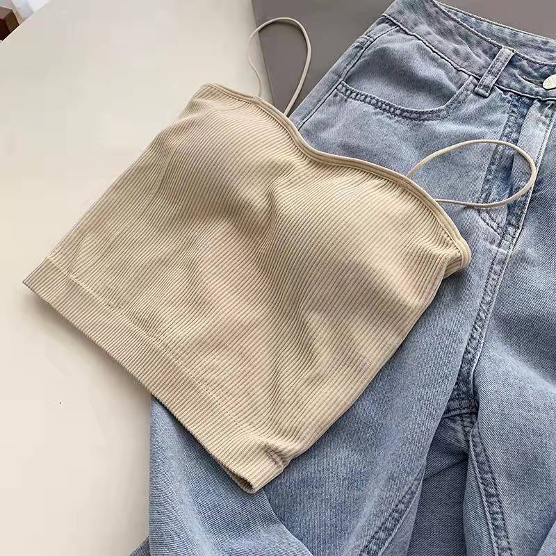 Beauty Back Camisole Tank Tops Women's Summer Wear With Chest Pads Breast Design Sense Niche Tops