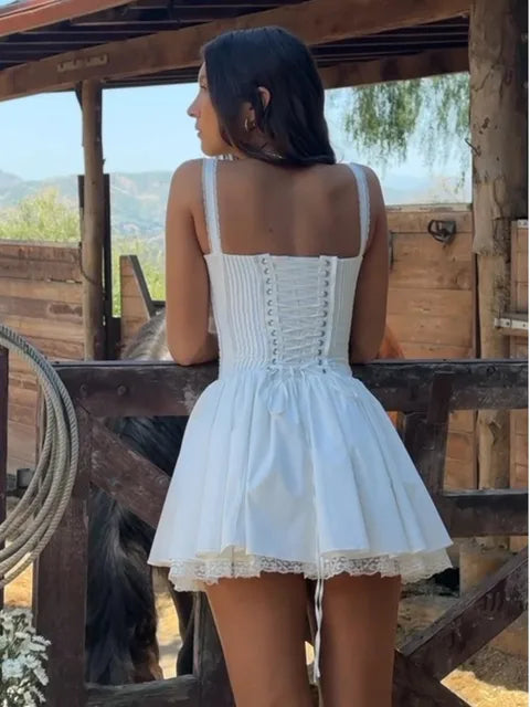 White Backless Bandage Lace