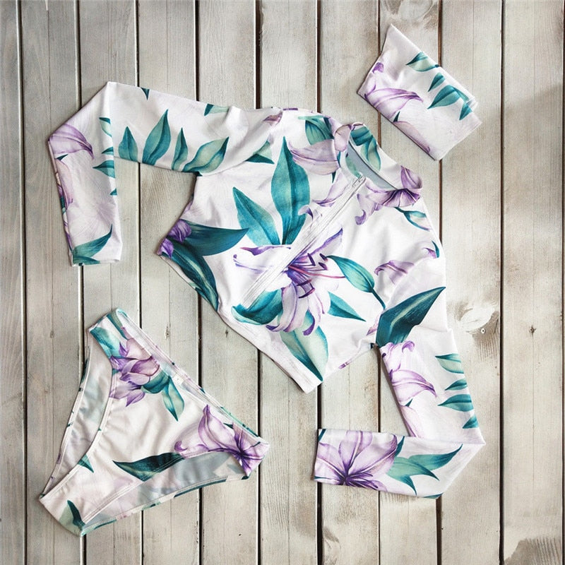 Bikini Push up Padded Zipper Crop Top Swimsuit Bathing Swimsuit Swimming Suit For Women Two Piece Suits