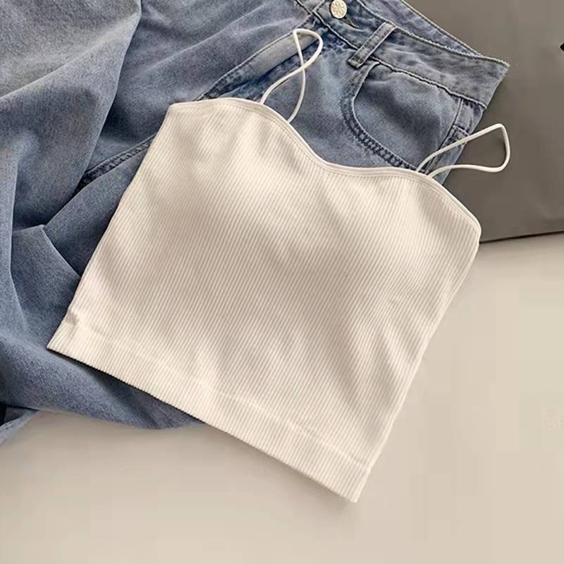 Beauty Back Camisole Tank Tops Women's Summer Wear With Chest Pads Breast Design Sense Niche Tops